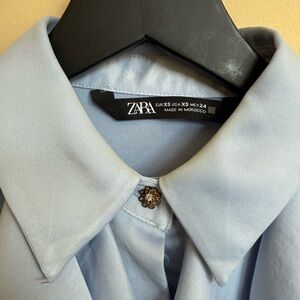 Zara Blue Blouse Classic Design